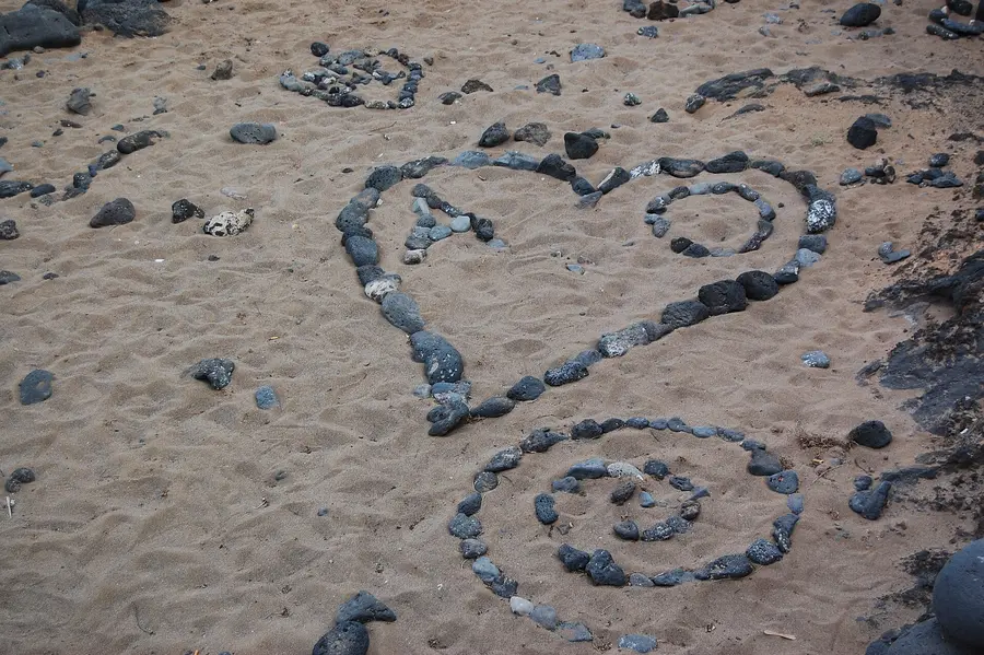 Costa Teguise, Lanzarote, love hearts on beach