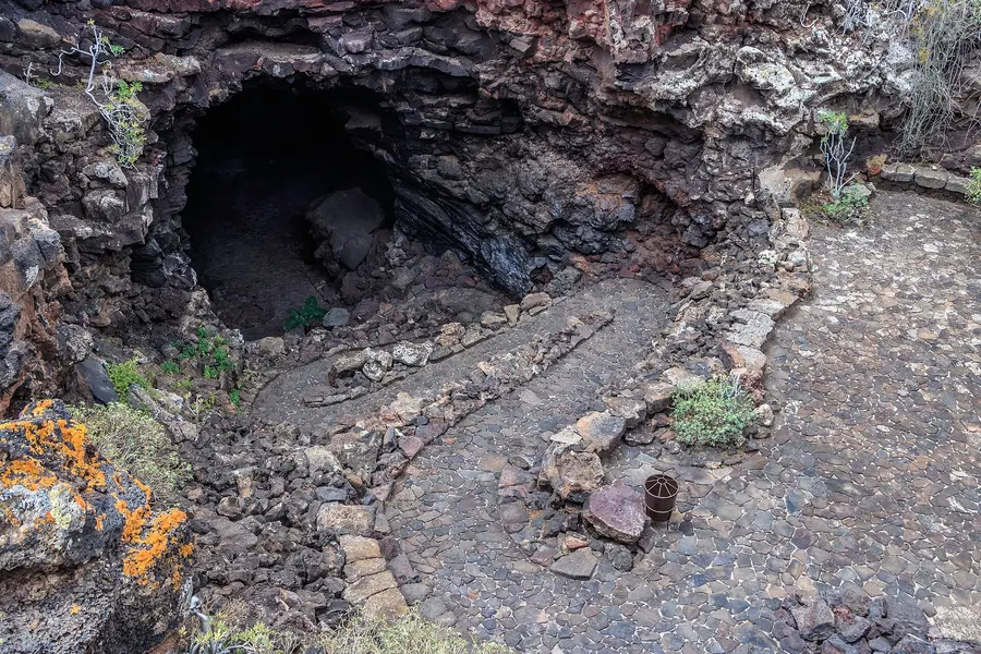 Entrance of the Cueva de los Verdes, Haría municipality,Lanzarote, Canary Islands, , Spain