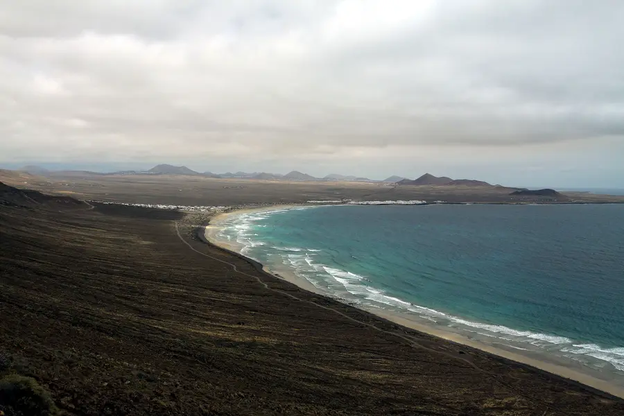 Beach Playa de Famara on Lanzarote, the Canary Islands, Spain