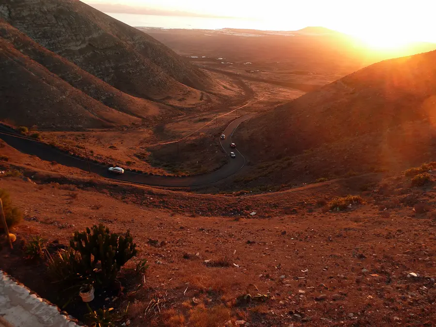 Sunset over the valley between Femés and Playa Blanca, Lanzarote