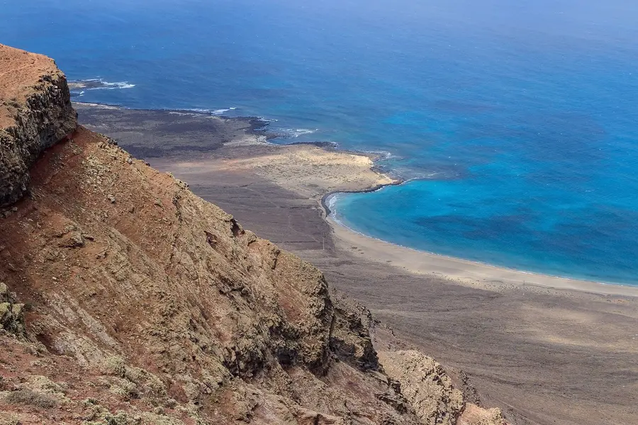 Coast of Lanzarote southwest of the Mirador del Río, Lanzarote, Canary Islands, Spain.