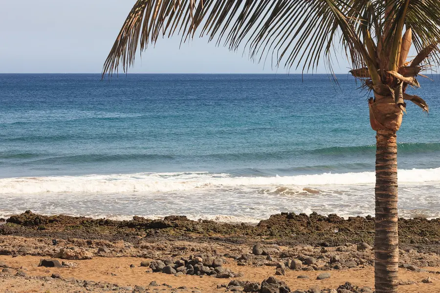 Beach of Puerto del Carmen, Tías, Lanzarote, The Canary Islands, Spain.